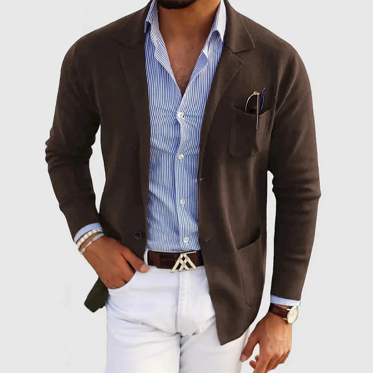 Malik | Klassischer Herren Einreiher-Blazer mit Knopfverschluss I Ideal für Herbst