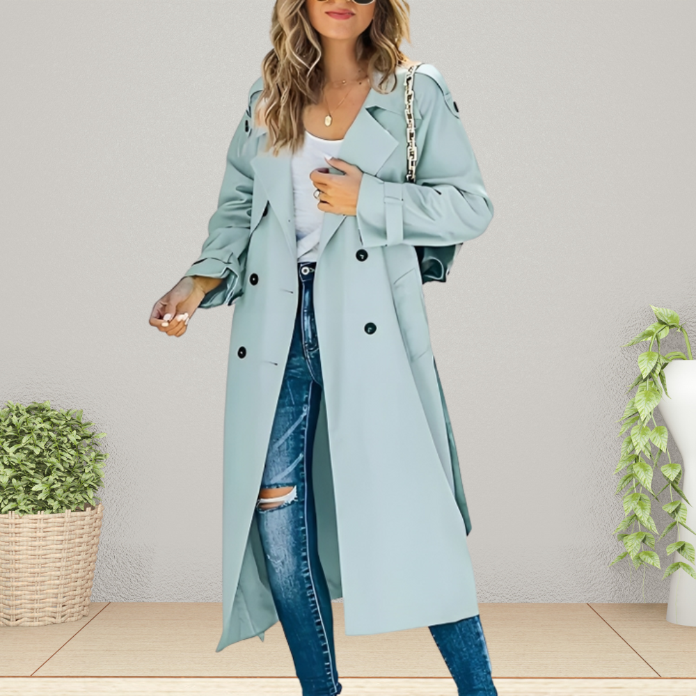 Reiko | Women's Spring Trench Coat Double-Breasted Mid-Length