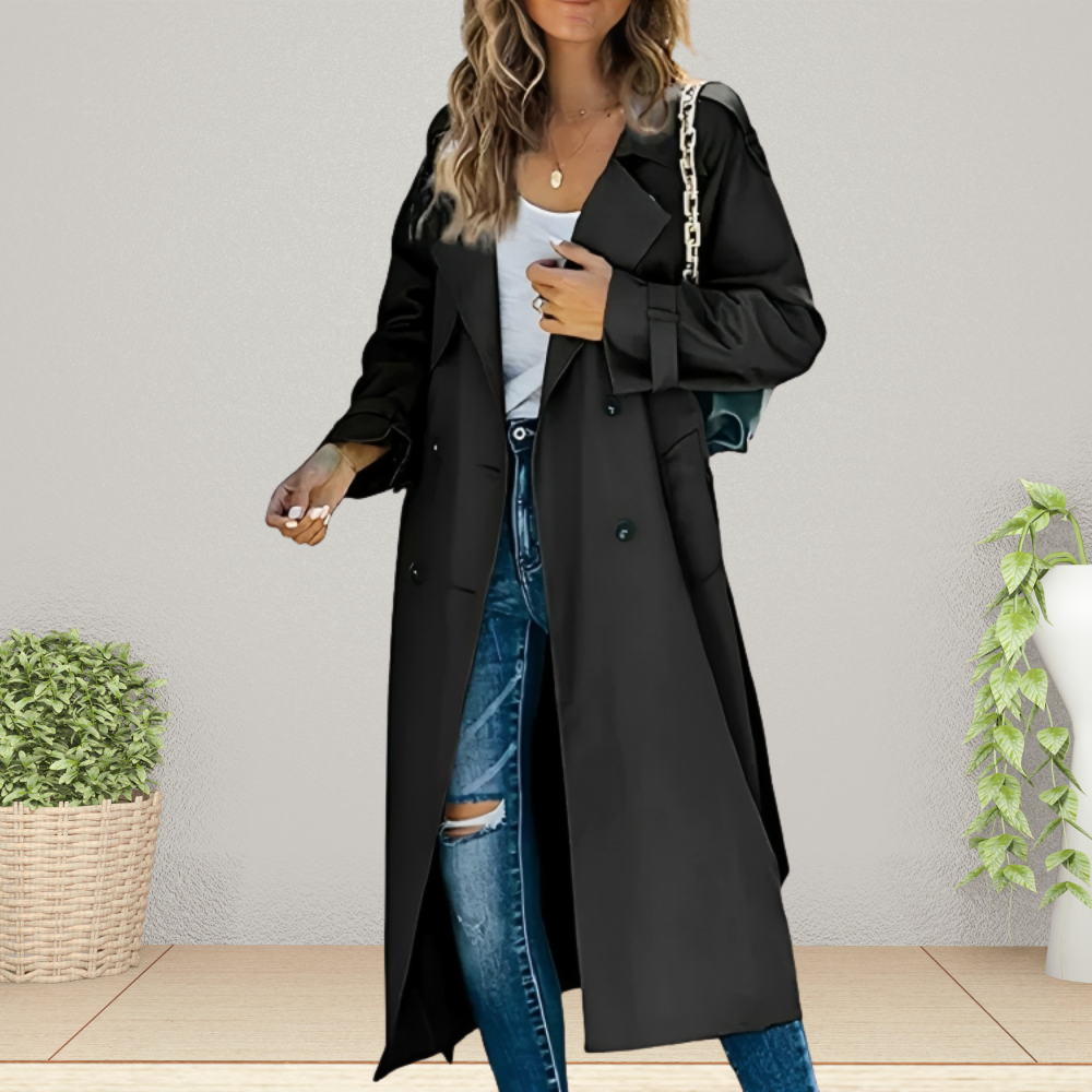 Reiko | Women's Spring Trench Coat Double-Breasted Mid-Length