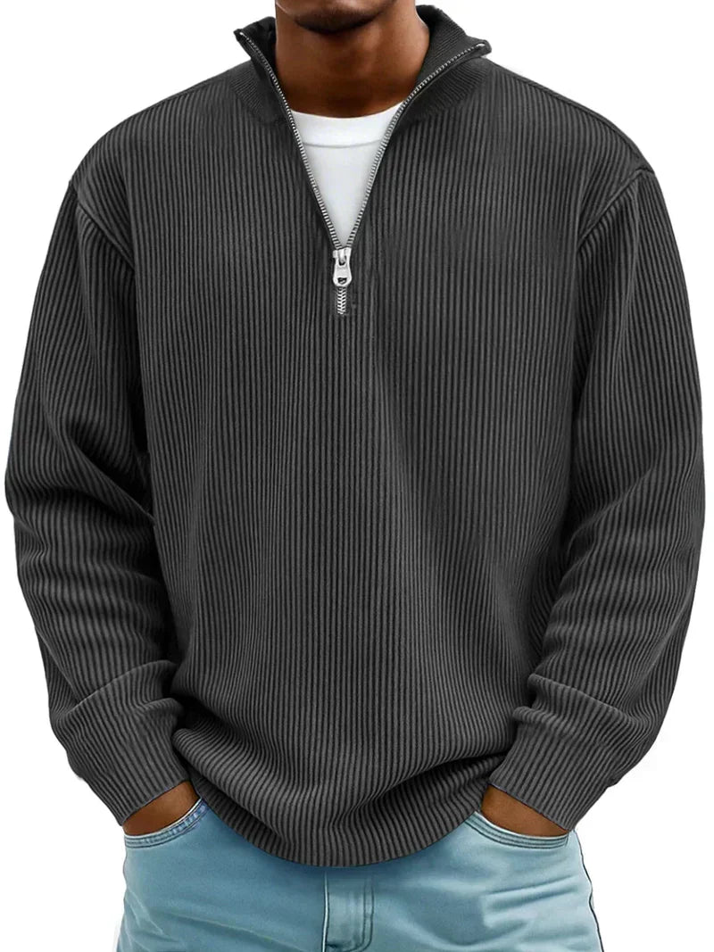 Heinrich | Herren Pullover Halb-Reißverschluss Rippstrick Regular Fit