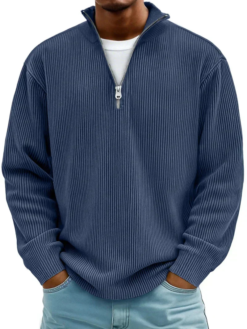 Heinrich | Herren Pullover Halb-Reißverschluss Rippstrick Regular Fit