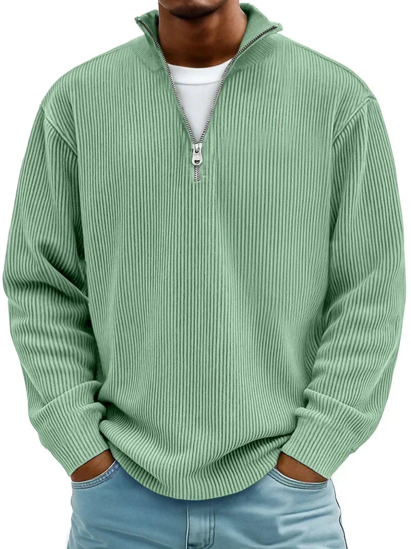 Heinrich | Herren Pullover Halb-Reißverschluss Rippstrick Regular Fit