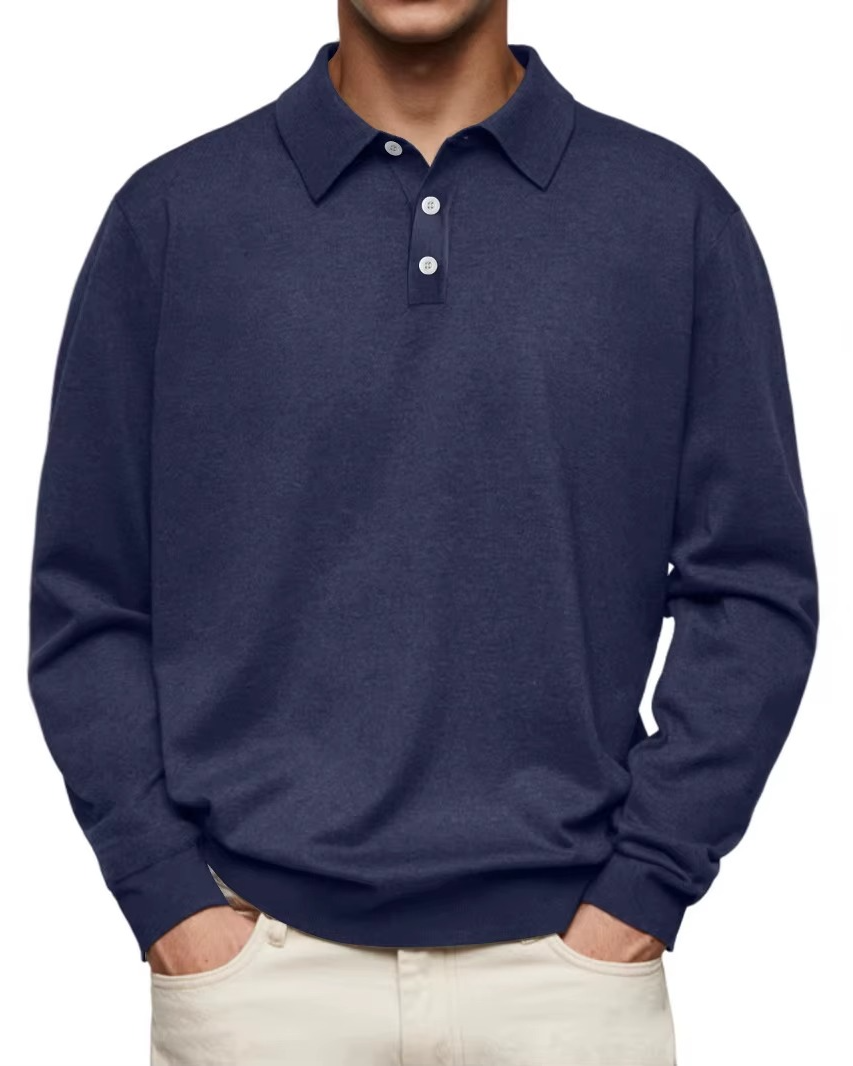 Klaus | Herren Langarm-Poloshirt Mit Regulärer Passform Und Gerippten Bündchen