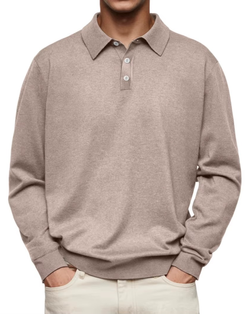 Klaus | Herren Langarm-Poloshirt Mit Regulärer Passform Und Gerippten Bündchen