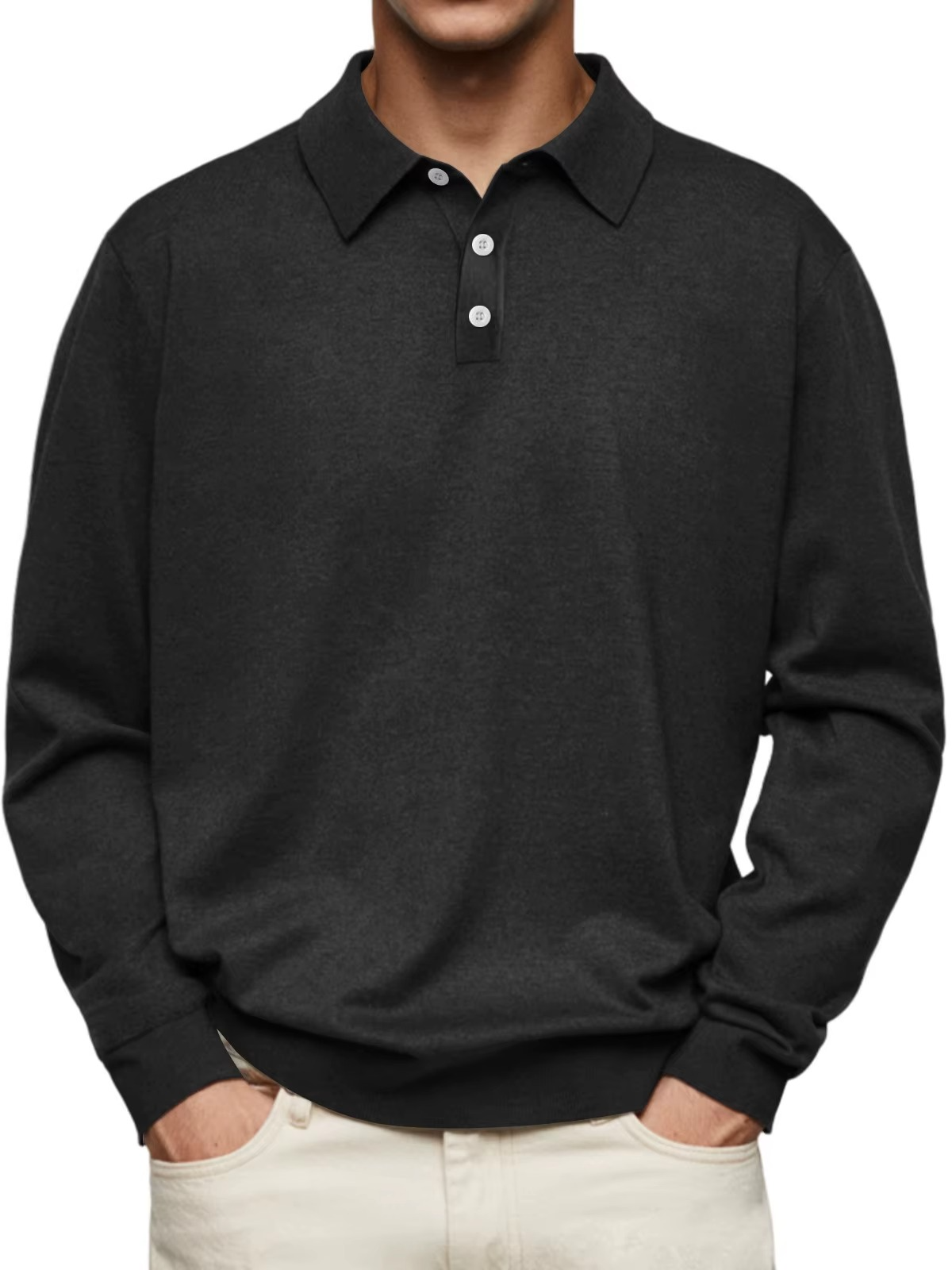 Klaus | Herren Langarm-Poloshirt Mit Regulärer Passform Und Gerippten Bündchen