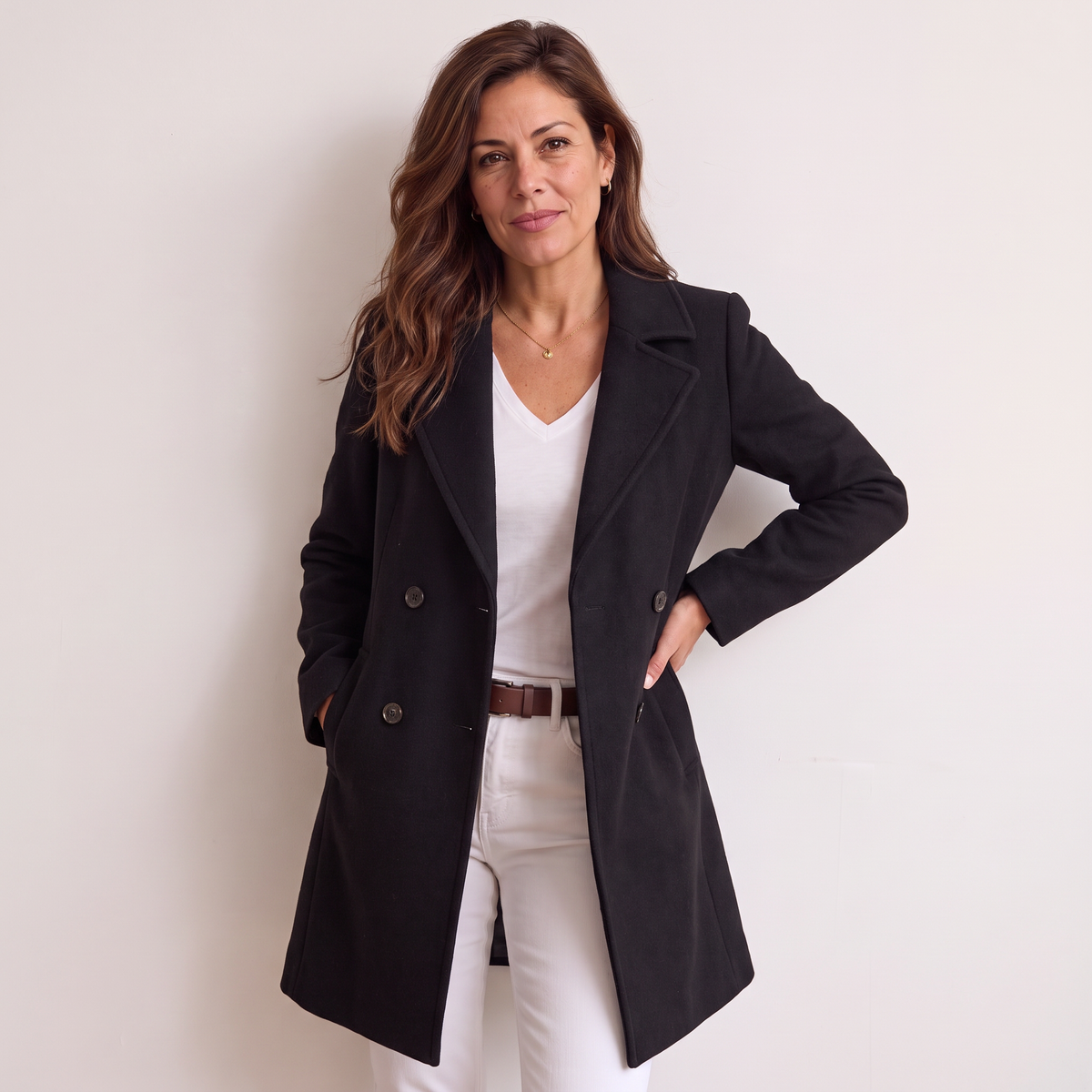 Meera | Women's Winter Coat Tailored Fit With Textured Collar