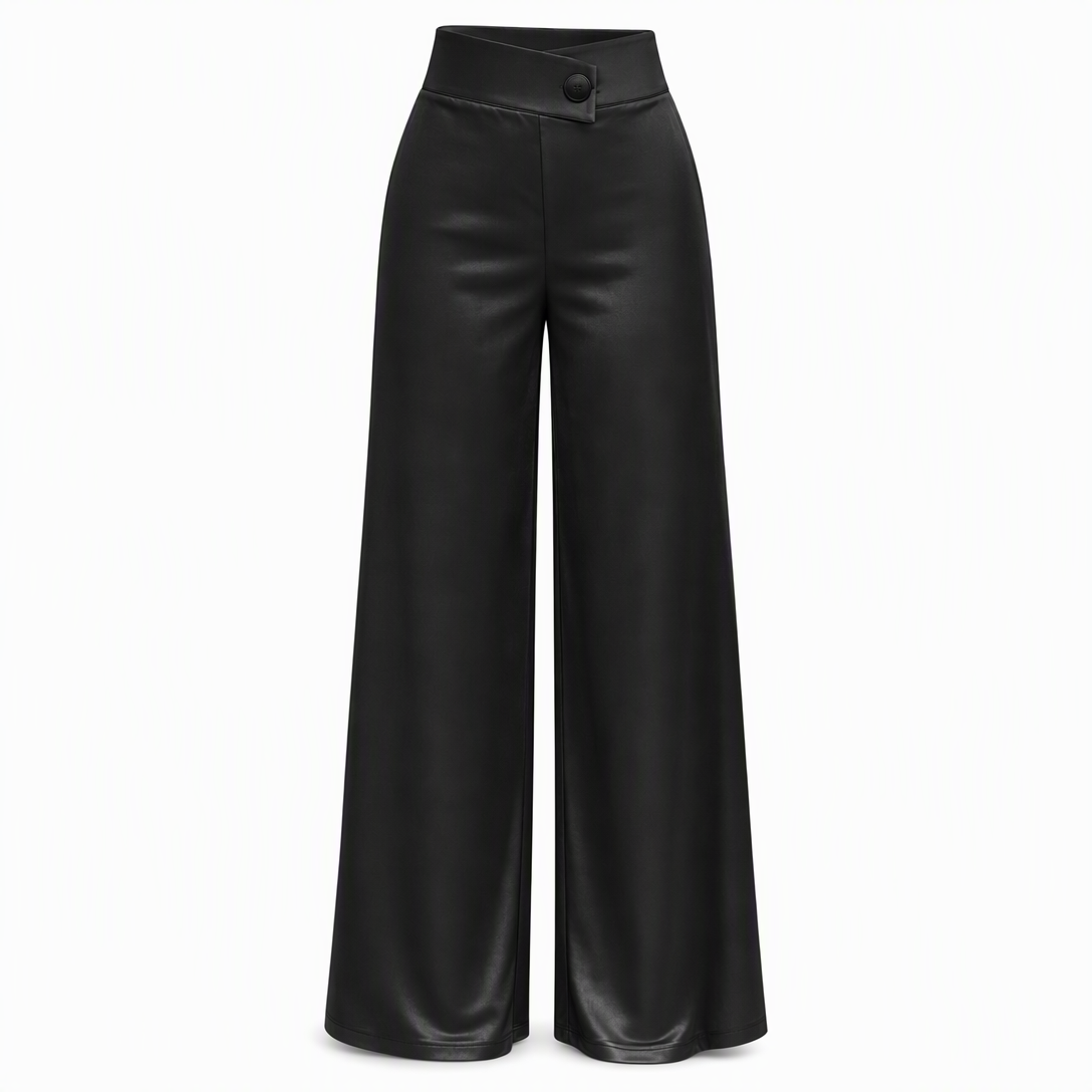 Liv | Elegante hoch taillierte Satin-Weithosen mit asymmetrischer Taille
