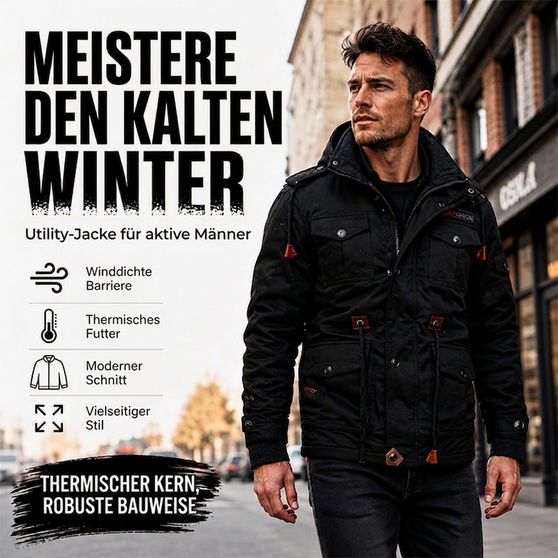 Wärmende Winterjacke für Herren mit abnehmbarer Kapuze