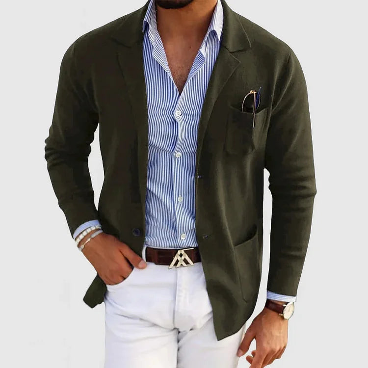 Malik | Klassischer Herren Einreiher-Blazer mit Knopfverschluss I Ideal für Herbst