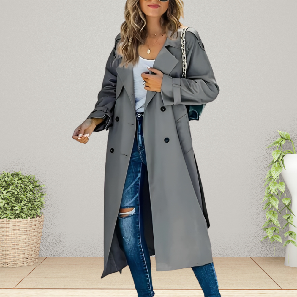 Reiko | Women's Spring Trench Coat Double-Breasted Mid-Length