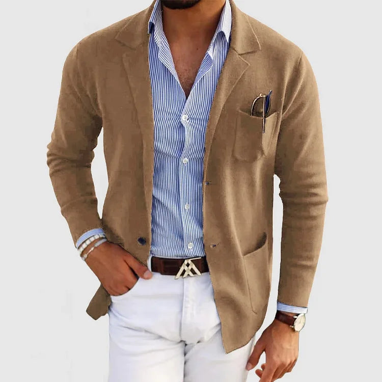 Malik | Klassischer Herren Einreiher-Blazer mit Knopfverschluss I Ideal für Herbst