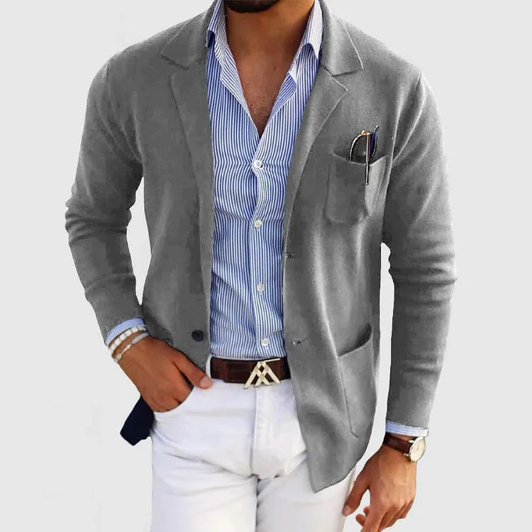 Malik | Klassischer Herren Einreiher-Blazer mit Knopfverschluss I Ideal für Herbst