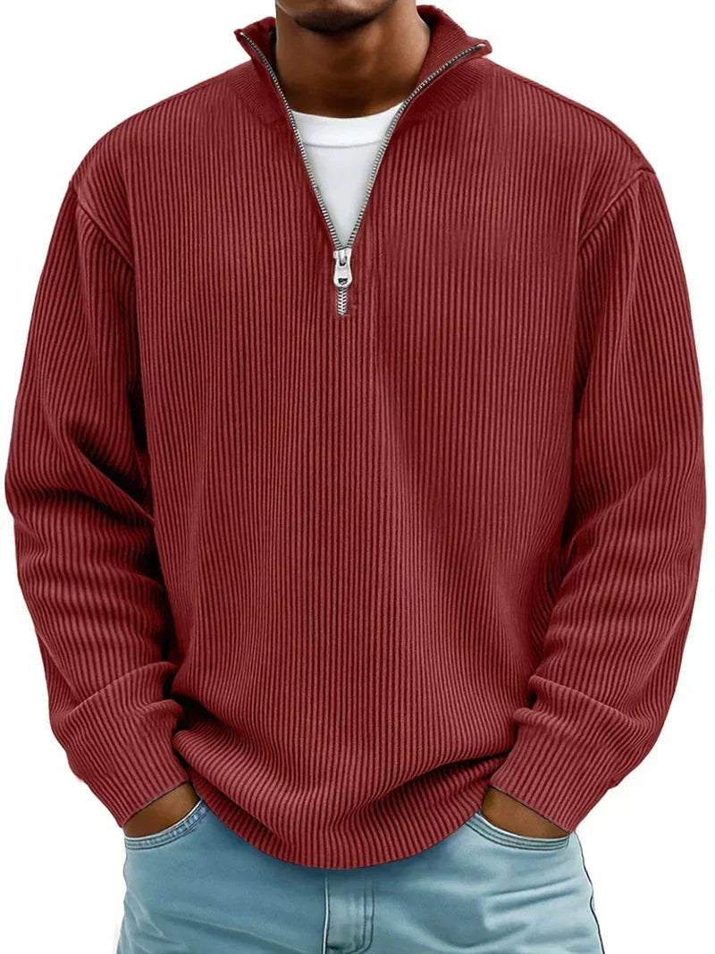 Heinrich | Herren Pullover Halb-Reißverschluss Rippstrick Regular Fit