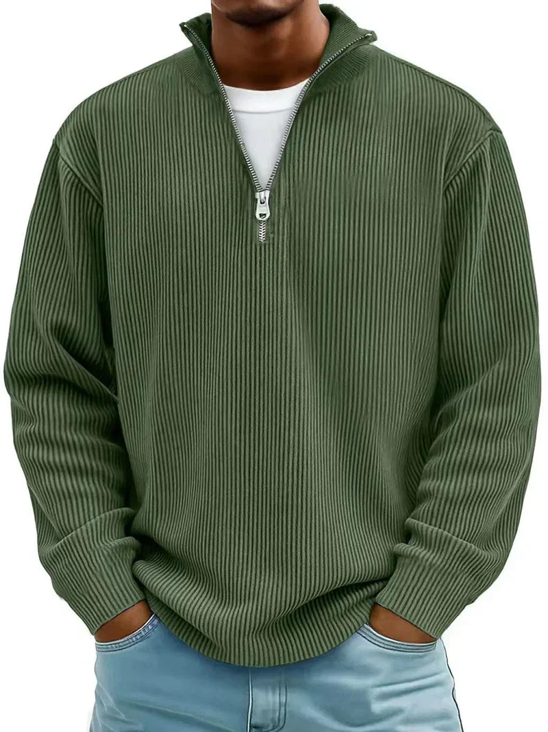 Heinrich | Herren Pullover Halb-Reißverschluss Rippstrick Regular Fit