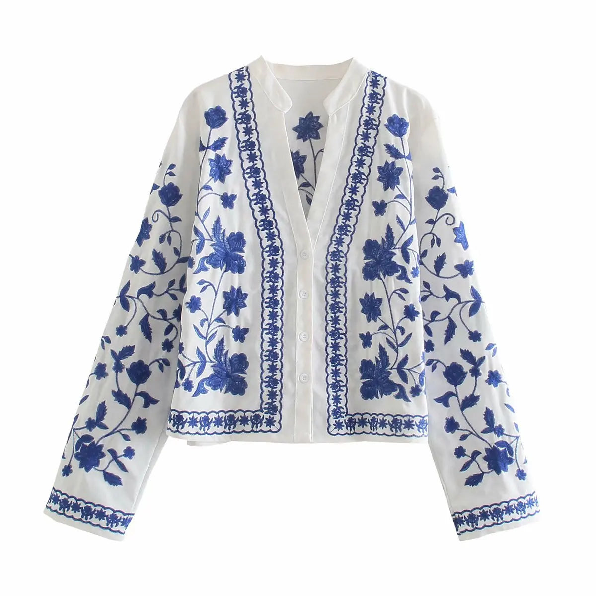 Boho Denim Bloom Strickjacke