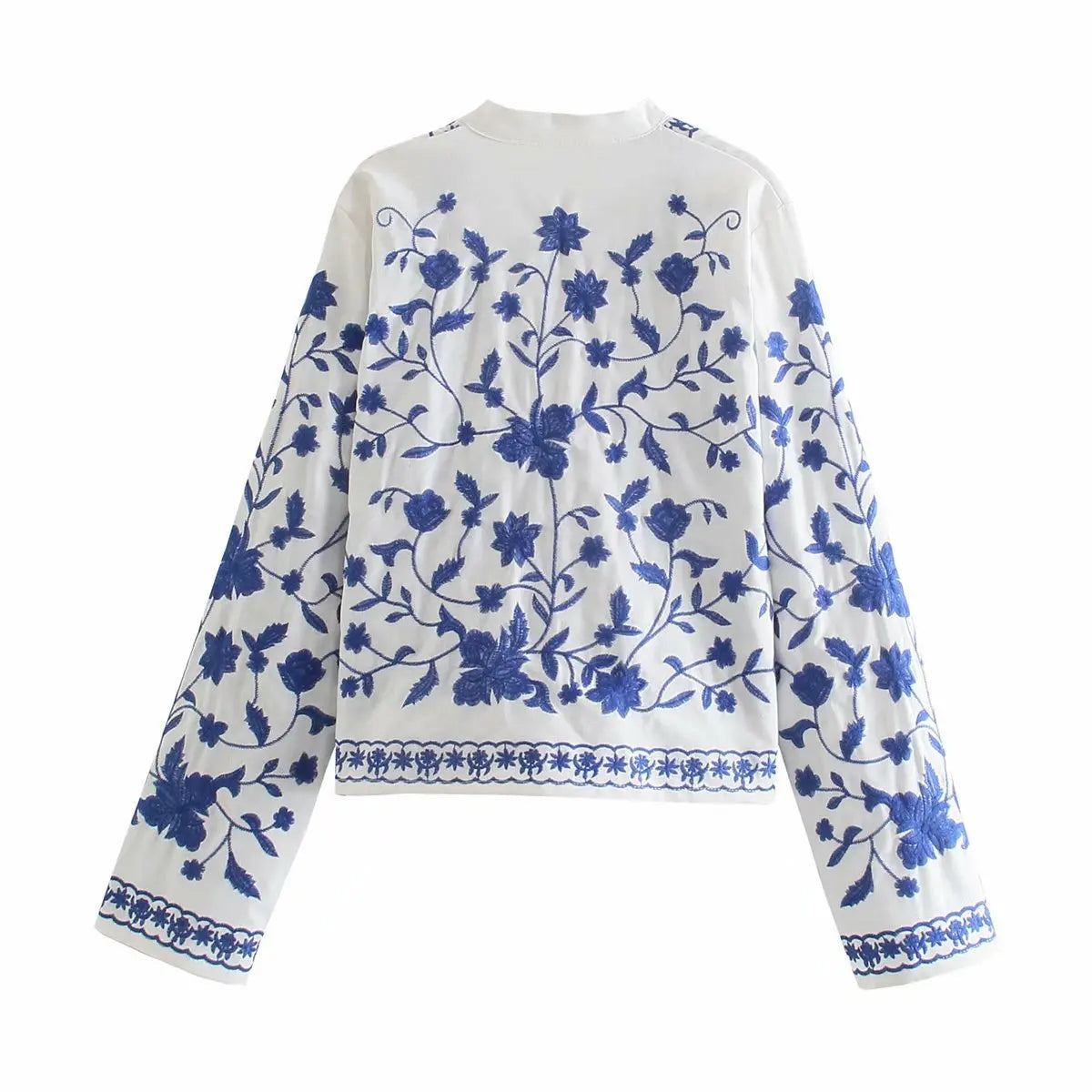Boho Denim Bloom Strickjacke
