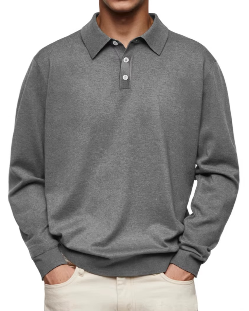 Klaus | Herren Langarm-Poloshirt Mit Regulärer Passform Und Gerippten Bündchen