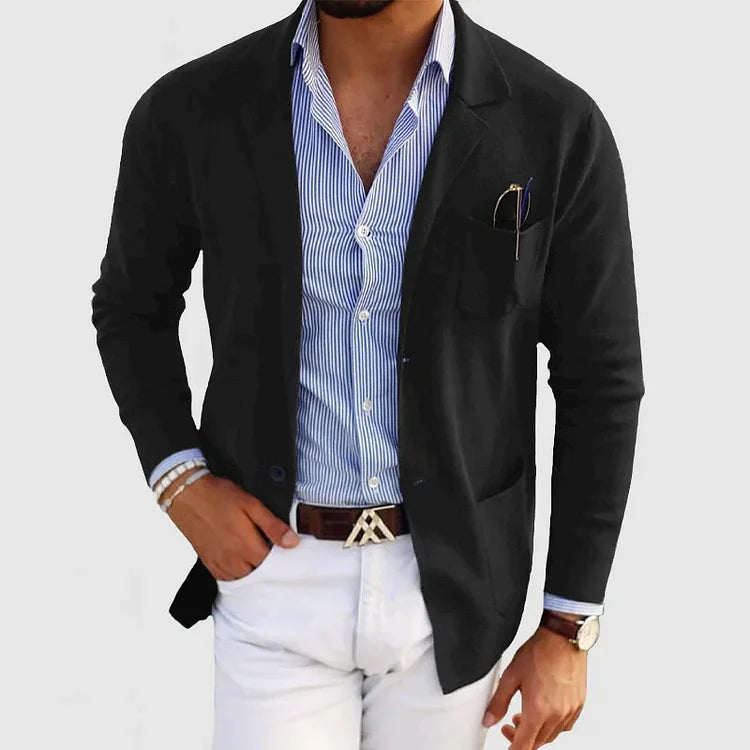 Malik | Klassischer Herren Einreiher-Blazer mit Knopfverschluss I Ideal für Herbst