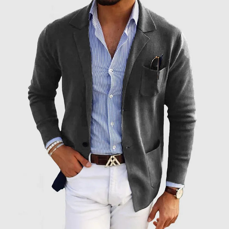 Malik | Klassischer Herren Einreiher-Blazer mit Knopfverschluss I Ideal für Herbst