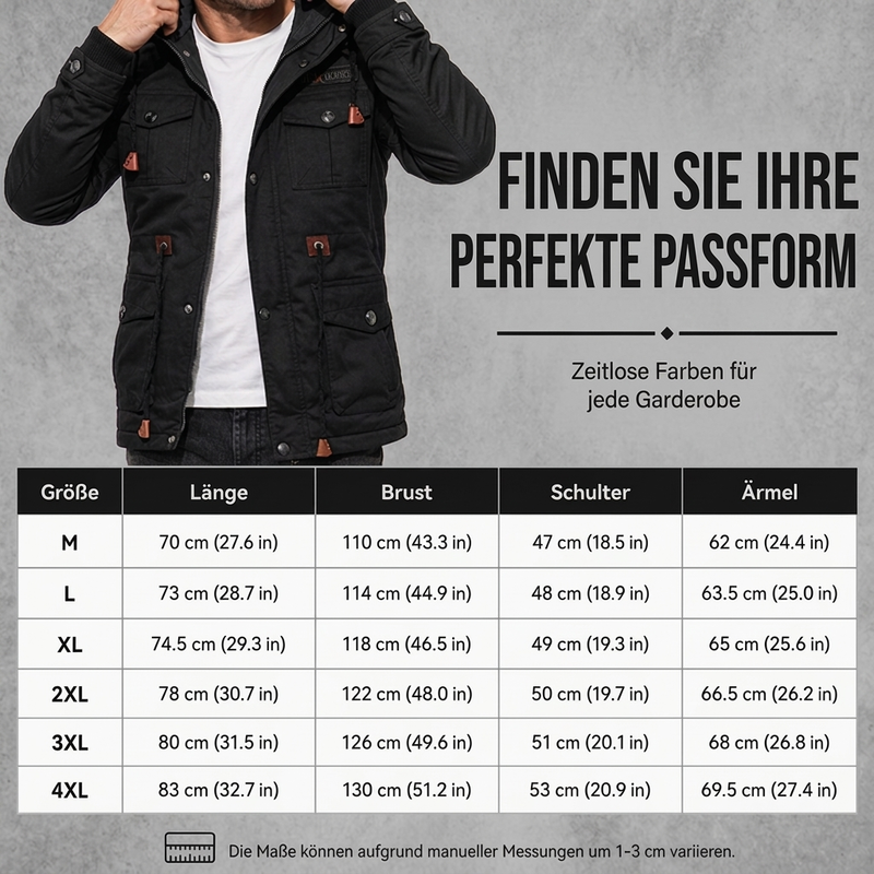 Wärmende Winterjacke für Herren mit abnehmbarer Kapuze